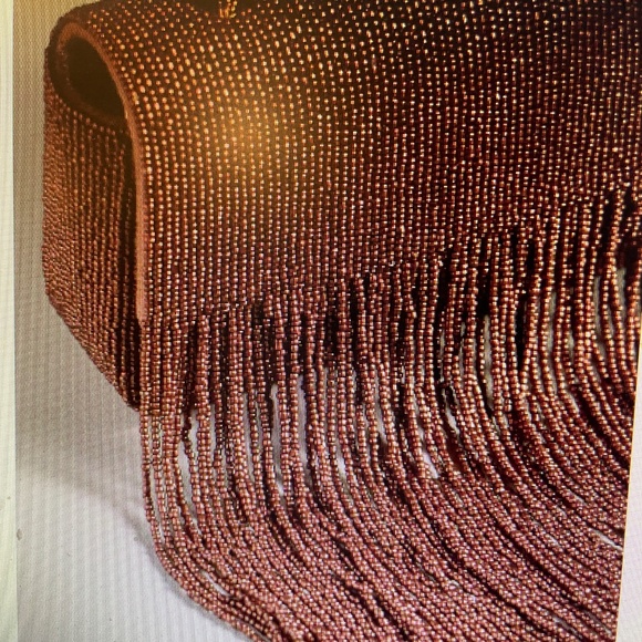 ❤️ ANTHROPOLOGIE BROWN BEADED FRINGE BAG NEW - Picture 4 of 4